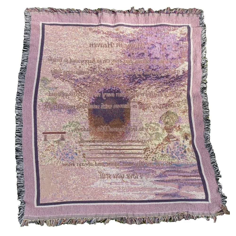 Home in Heaven Religious Memorial Fringed Tapestry‎ Throw Blanket 56 x 48 Gift